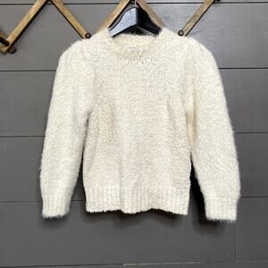 Anthropologie Viscose Sweater Cream Crew Neck Women's Size XXS